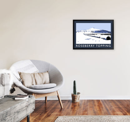 Roseberry Topping Travel Art Print by Richard O'Neill, Framed Wall Art A2 White Frame