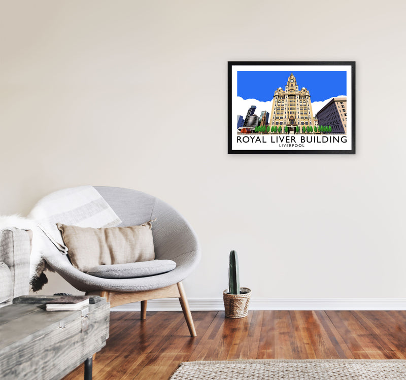 Royal Liver Building Liverpool Travel Art Print by Richard O'Neill A2 White Frame