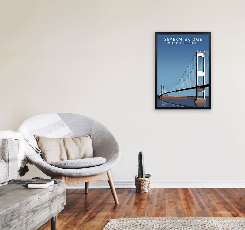 Severn Bridge Monmouthshire Art Print by Richard O'Neill, Framed Wall Art A2 White Frame