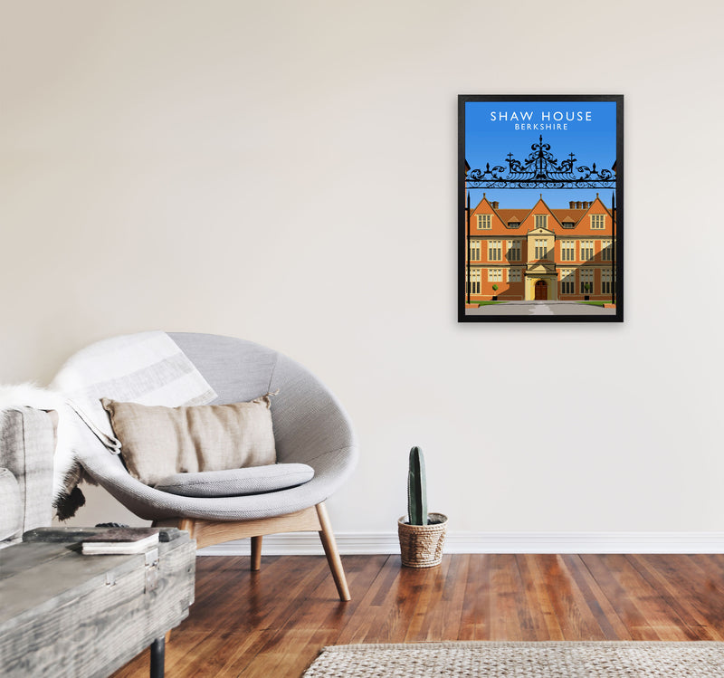 Shaw House Berkshire Travel Art Print by Richard O'Neill, Framed Wall Art A2 White Frame