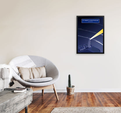 St Mary's Lighthouse Whitley Bay Framed Art Print by Richard O'Neill A2 White Frame