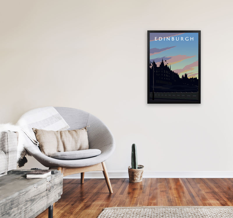 Edinburgh Art Print by Richard O'Neill A2 White Frame