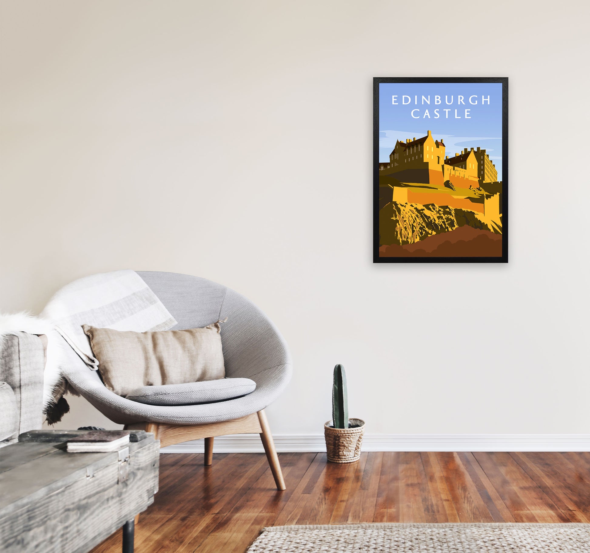 Edinburgh Castle Portrait by Richard O'Neill A2 White Frame