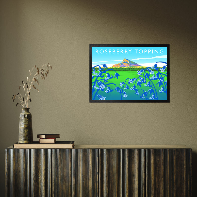 Roseberry Topping (bluebells) by Richard O'Neill A2 Black Frame