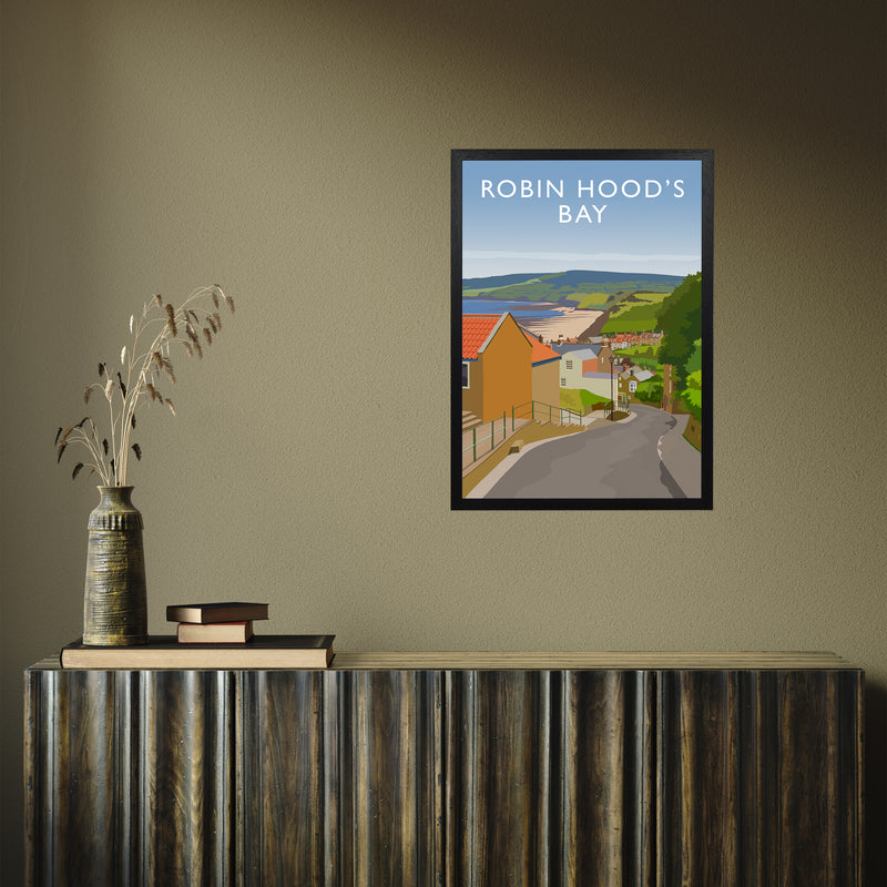 Robin Hood's Bay 3 portrait by Richard O'Neill A2 Black Frame