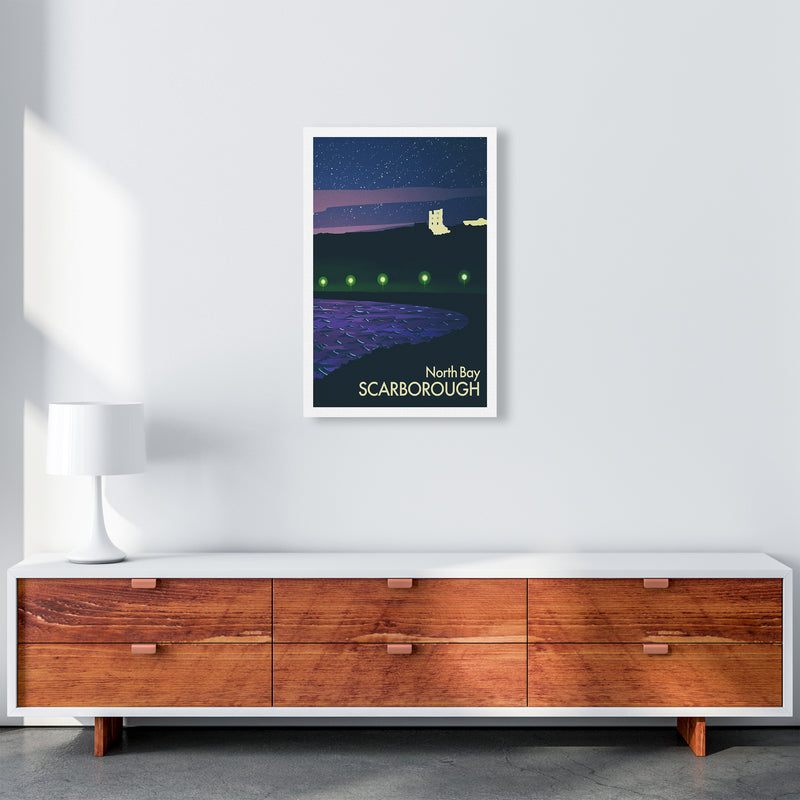 North Bay, Scarborough (Night) Portrait Art Print by Richard O'Neill A2 Canvas
