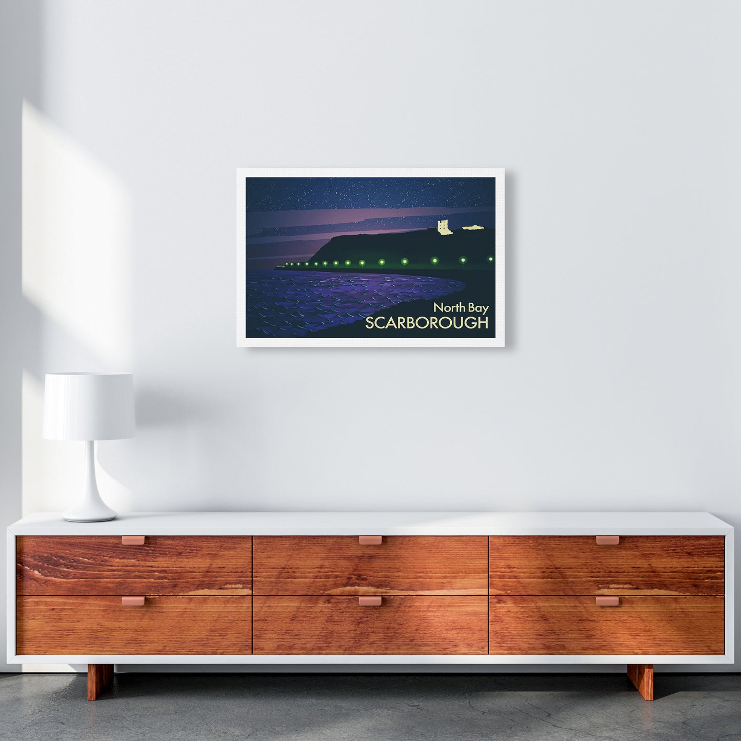 North Bay Scarborough (Night) Art Print by Richard O'Neill A2 Canvas