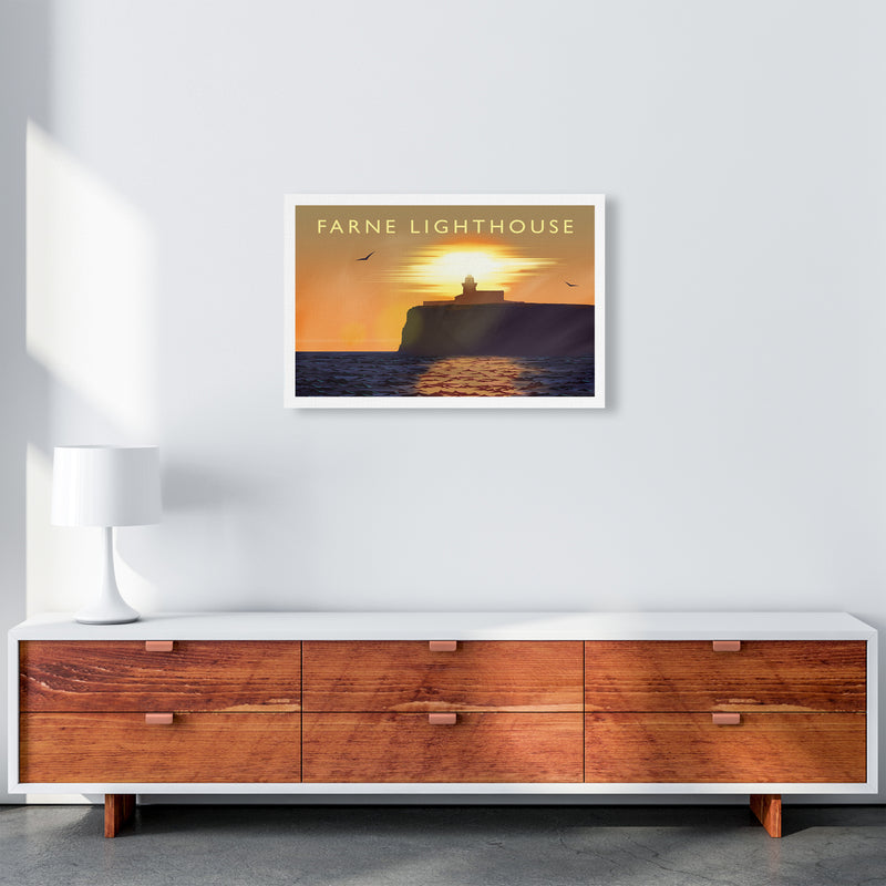 Farne Lighthouse Travel Art Print by Richard O'Neill A2 Canvas