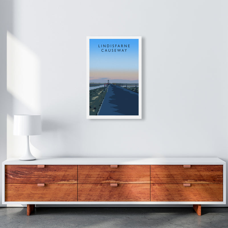 Lindisfarne Causeway portrait Travel Art Print by Richard O'Neill A2 Canvas
