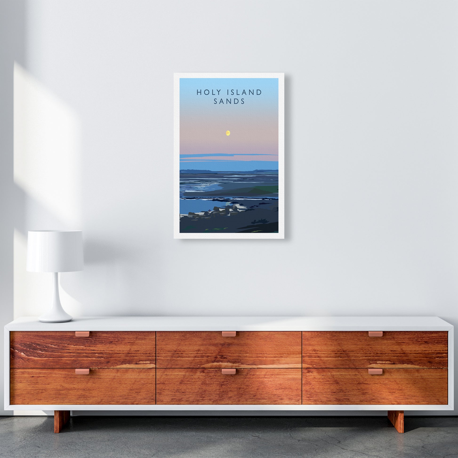 Holy Island Sands portrait Travel Art Print by Richard O'Neill A2 Canvas