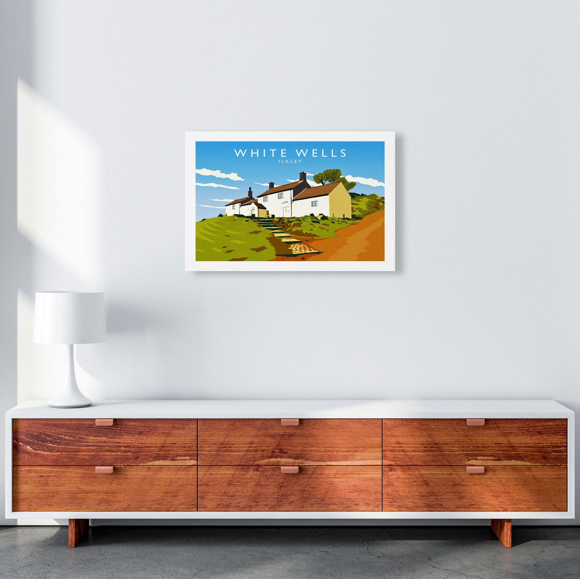 White Wells Travel Art Print by Richard O'Neill A2 Canvas