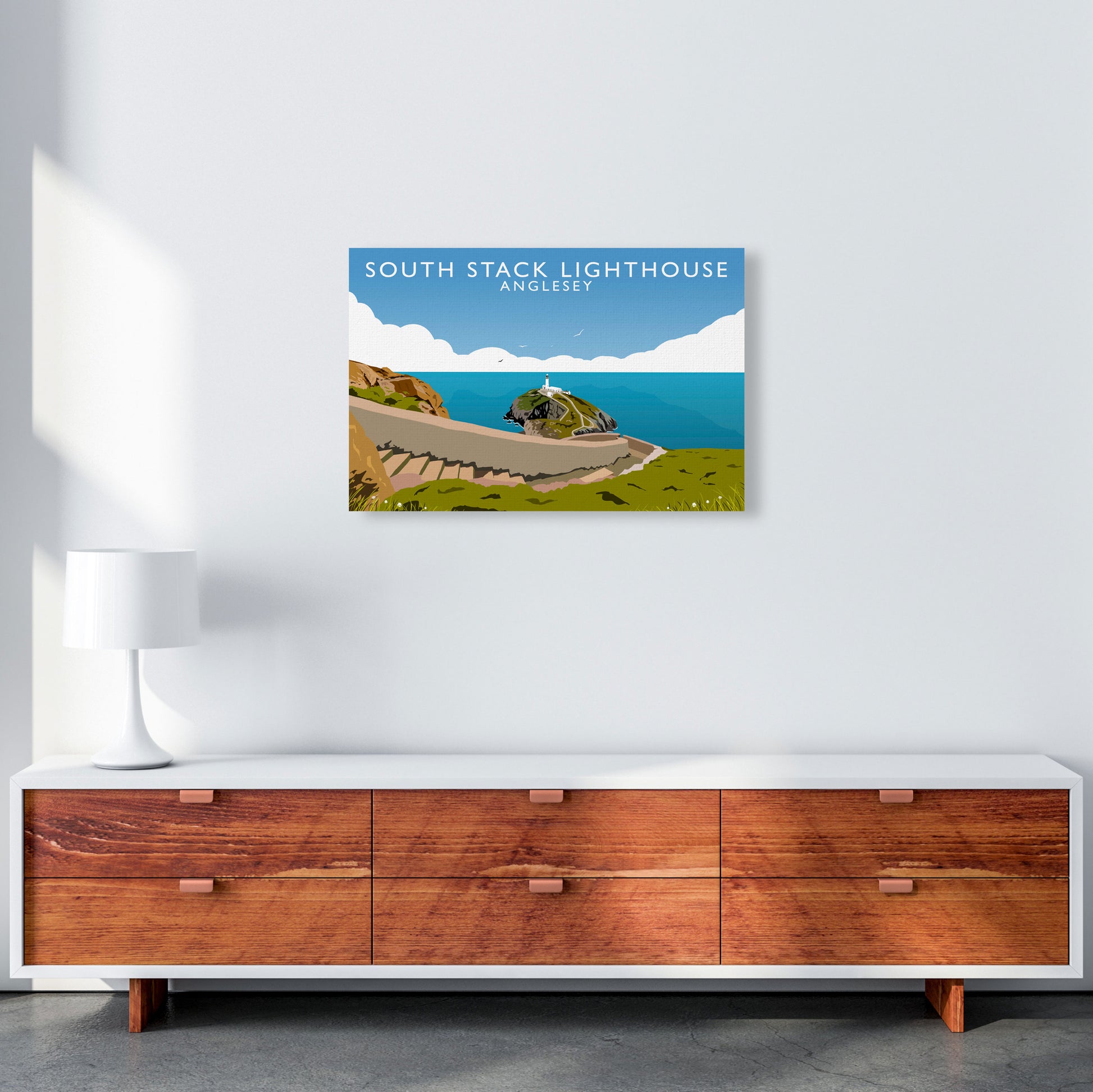 South Stack Lighthouse Anglesey Art Print by Richard O'Neill A2 Canvas