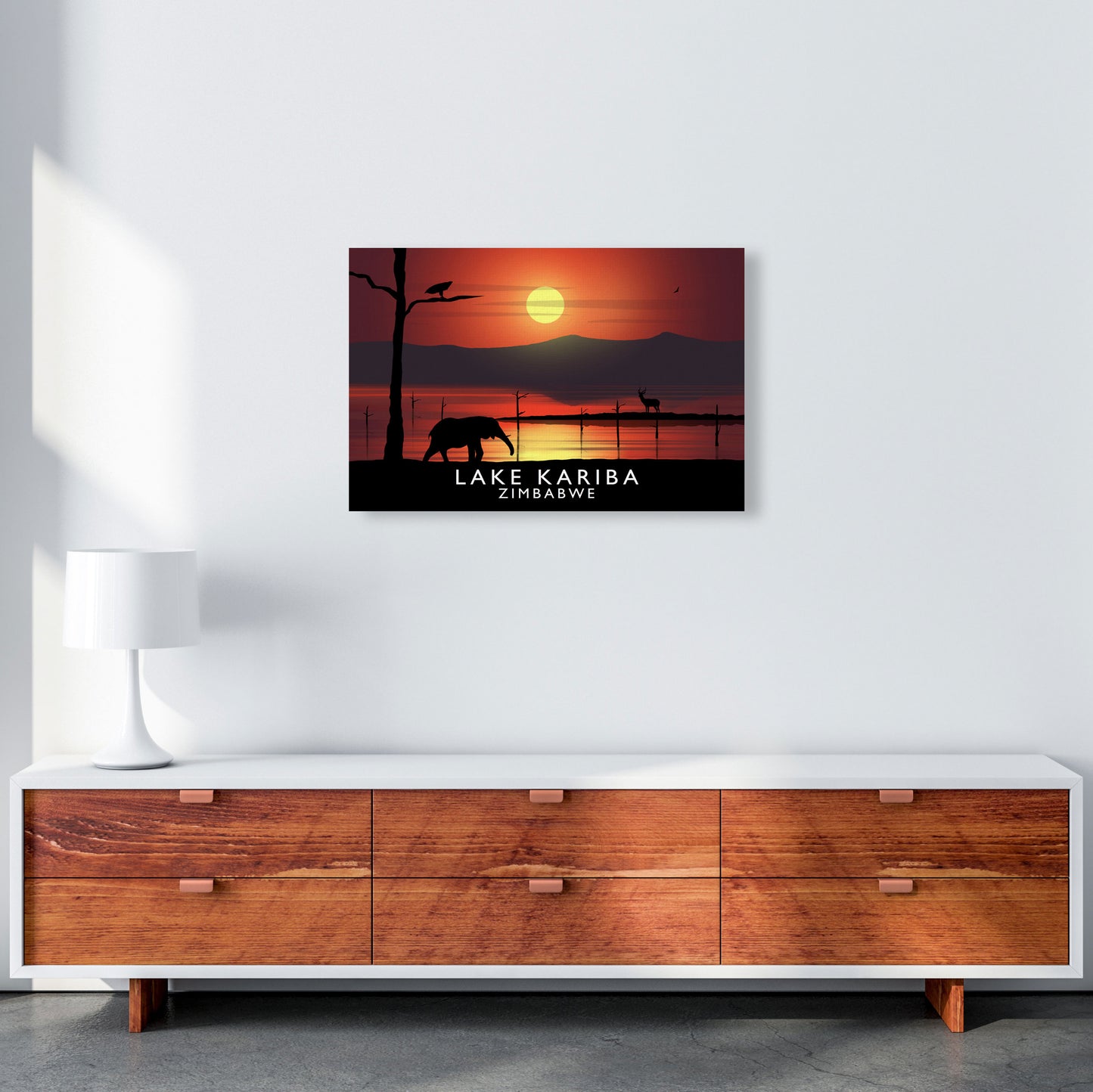 Lake Kariba Zimbabwe Framed Digital Art Print by Richard O'Neill A2 Canvas