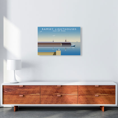 Ramsey Lighthouses Isle of Man Art Print by Richard O'Neill A2 Canvas