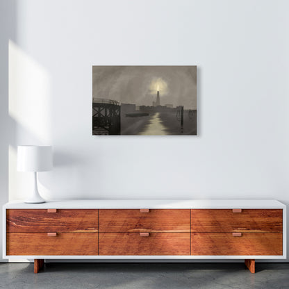 Shard In Fog Travel Art Print by Richard O'Neill, Framed Wall Art A2 Canvas