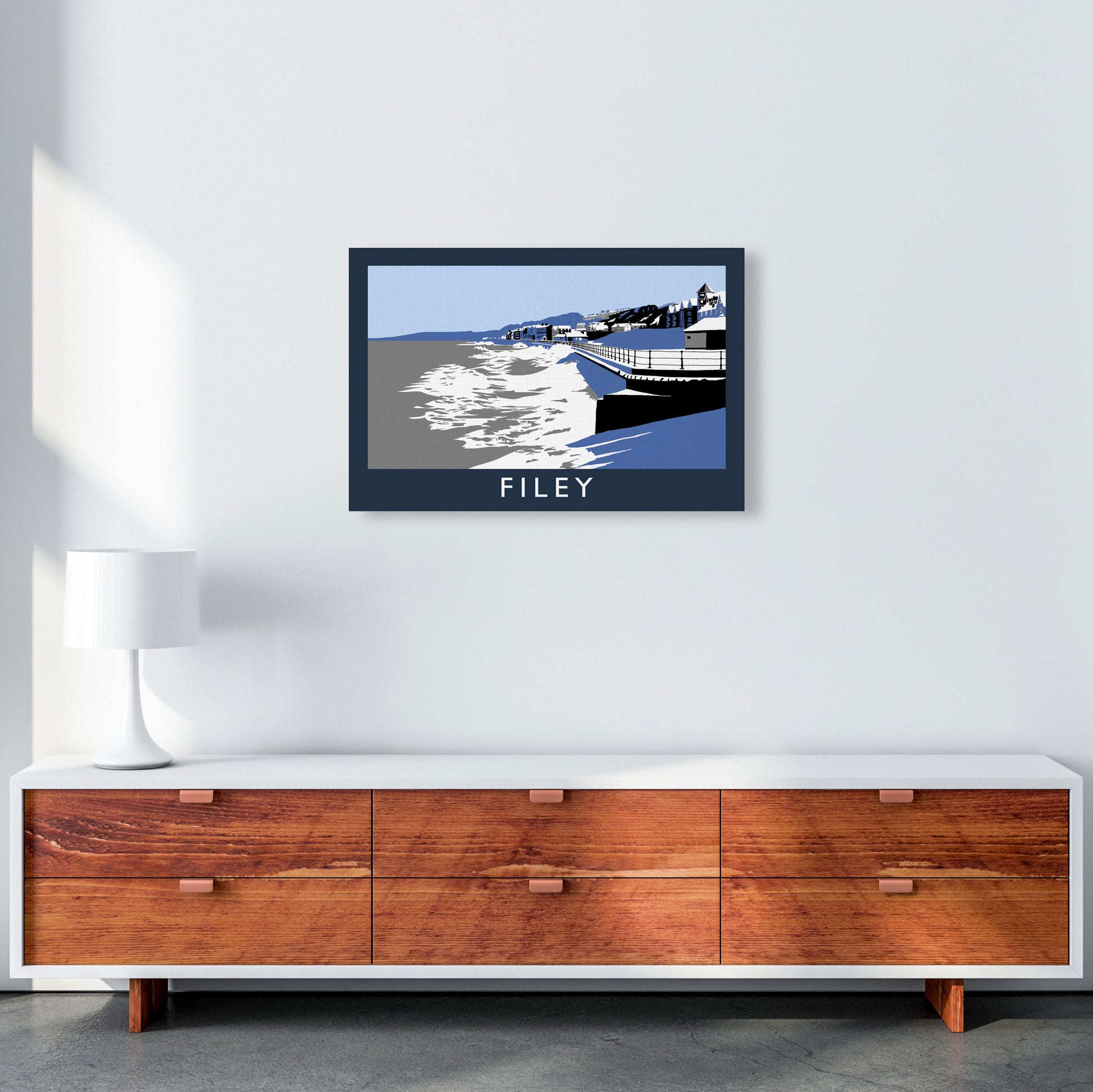 Filey In Snow by Richard O'Neill A2 Canvas