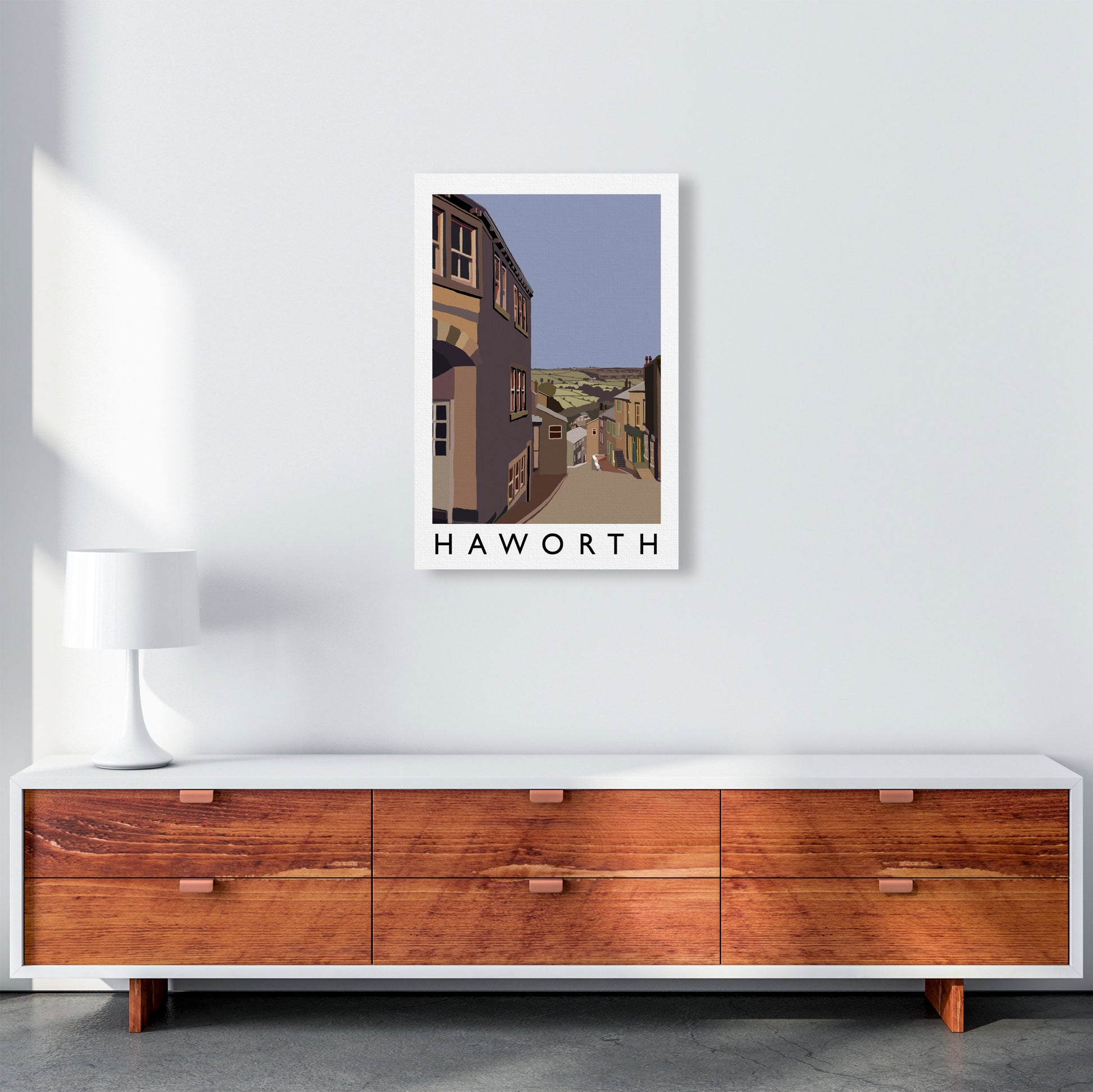 Haworth Travel Art Print by Richard O'Neill, Framed Wall Art A2 Canvas