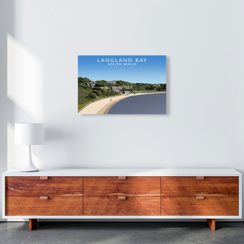 Langland Bay Travel Art Print by Richard O'Neill, Framed Wall Art A2 Canvas