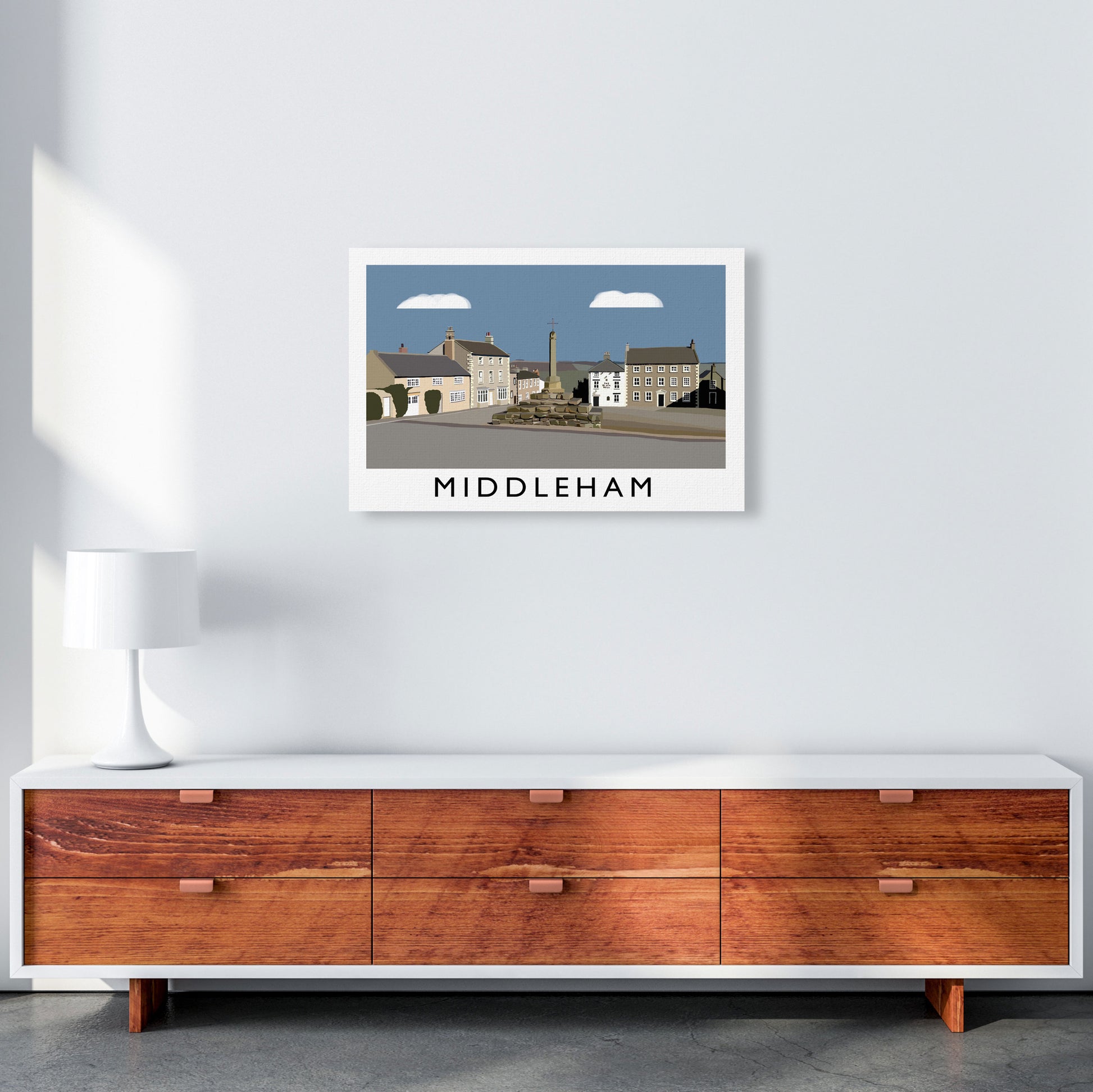 Middleham Travel Art Print by Richard O'Neill, Framed Wall Art A2 Canvas