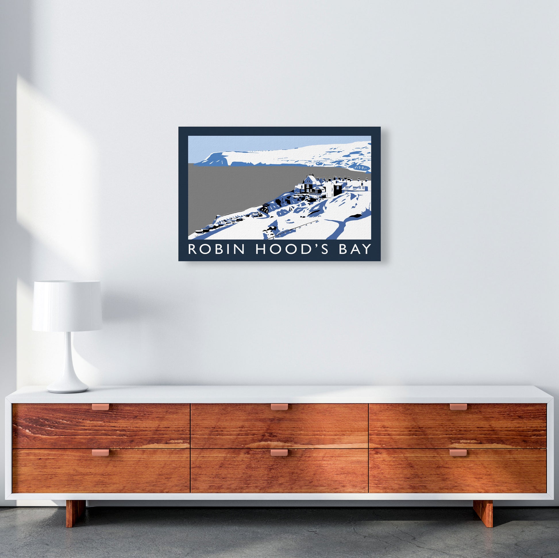 Robin Hood's Bay Travel Art Print by Richard O'Neill, Framed Wall Art A2 Canvas
