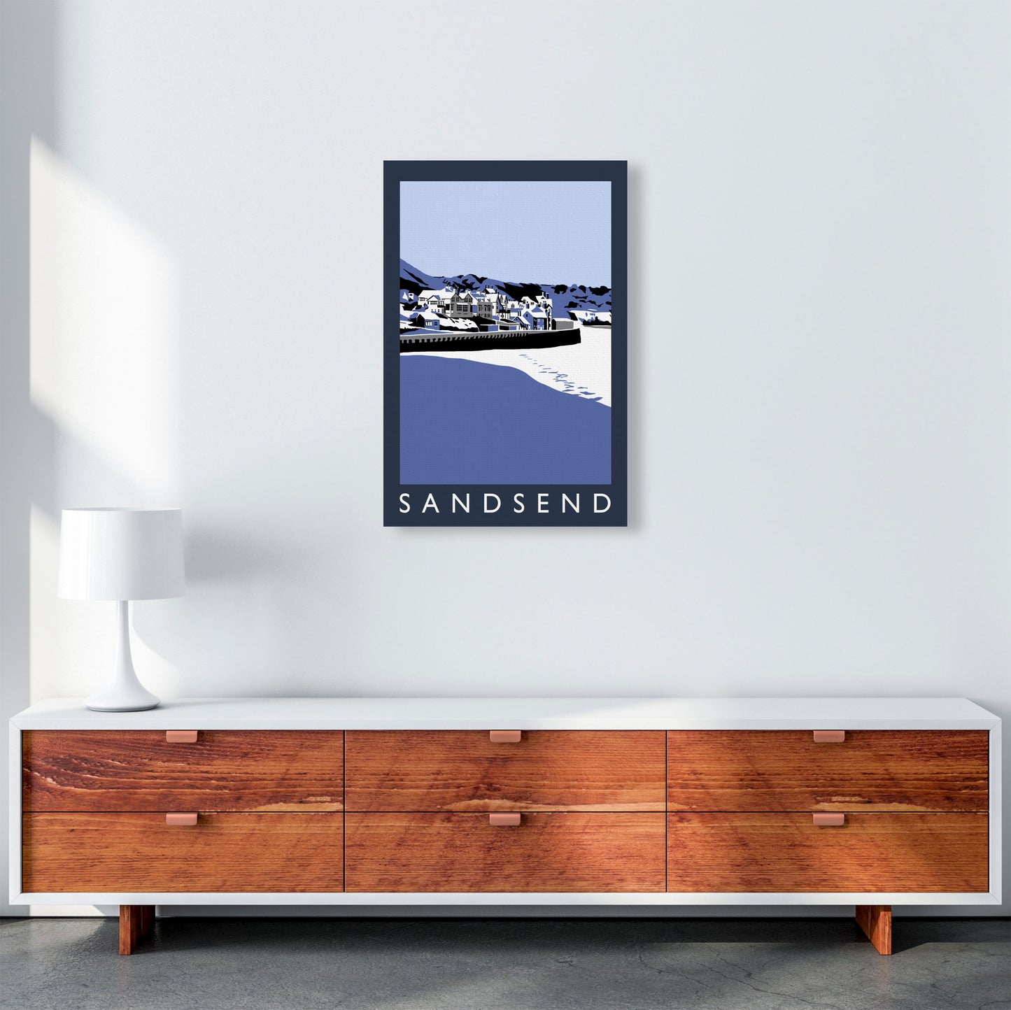 Sandsend Travel Art Print by Richard O'Neill, Framed Wall Art A2 Canvas