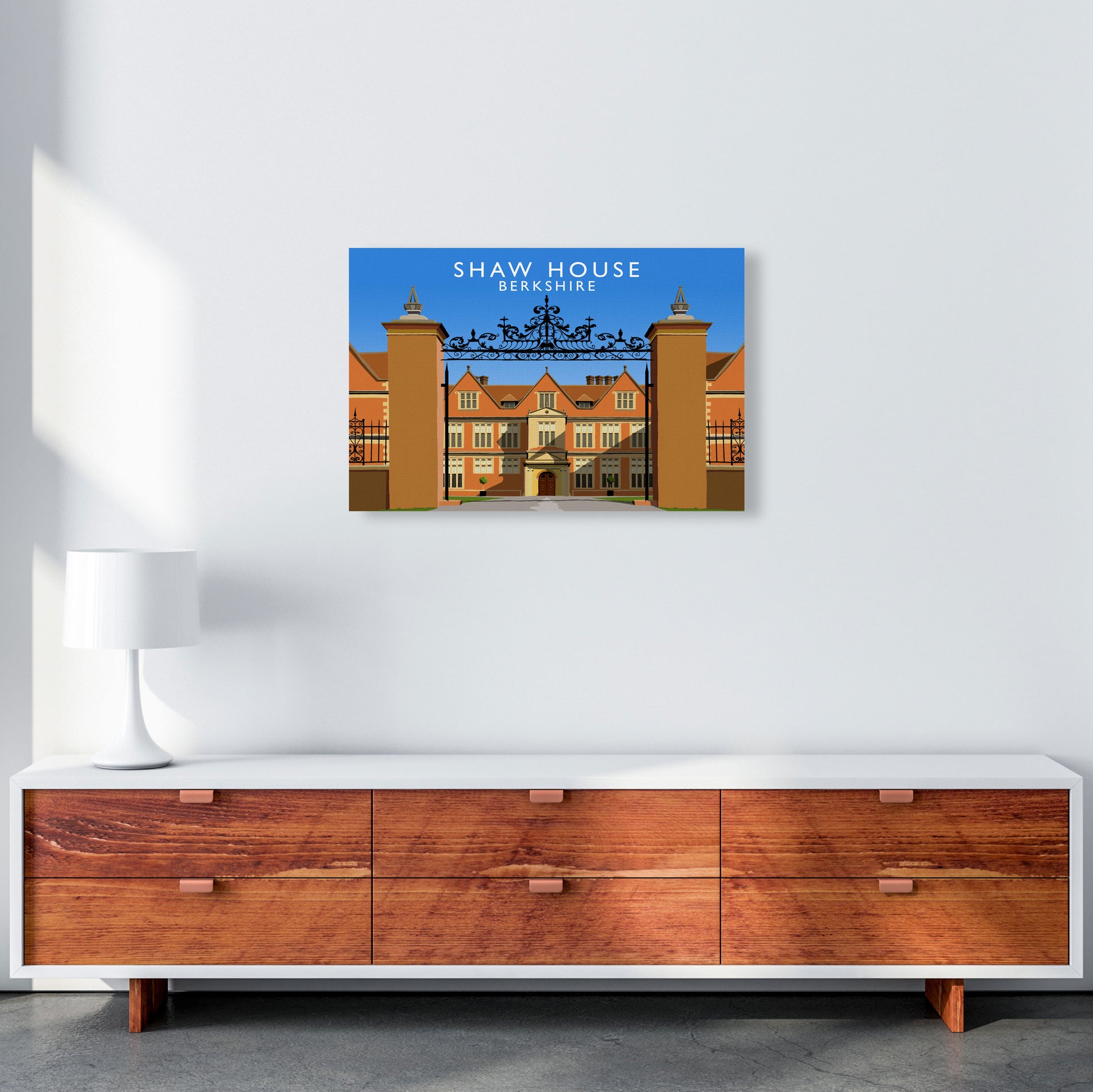 Shaw House Berkshire Travel Art Print by Richard O'Neill, Framed Wall Art A2 Canvas