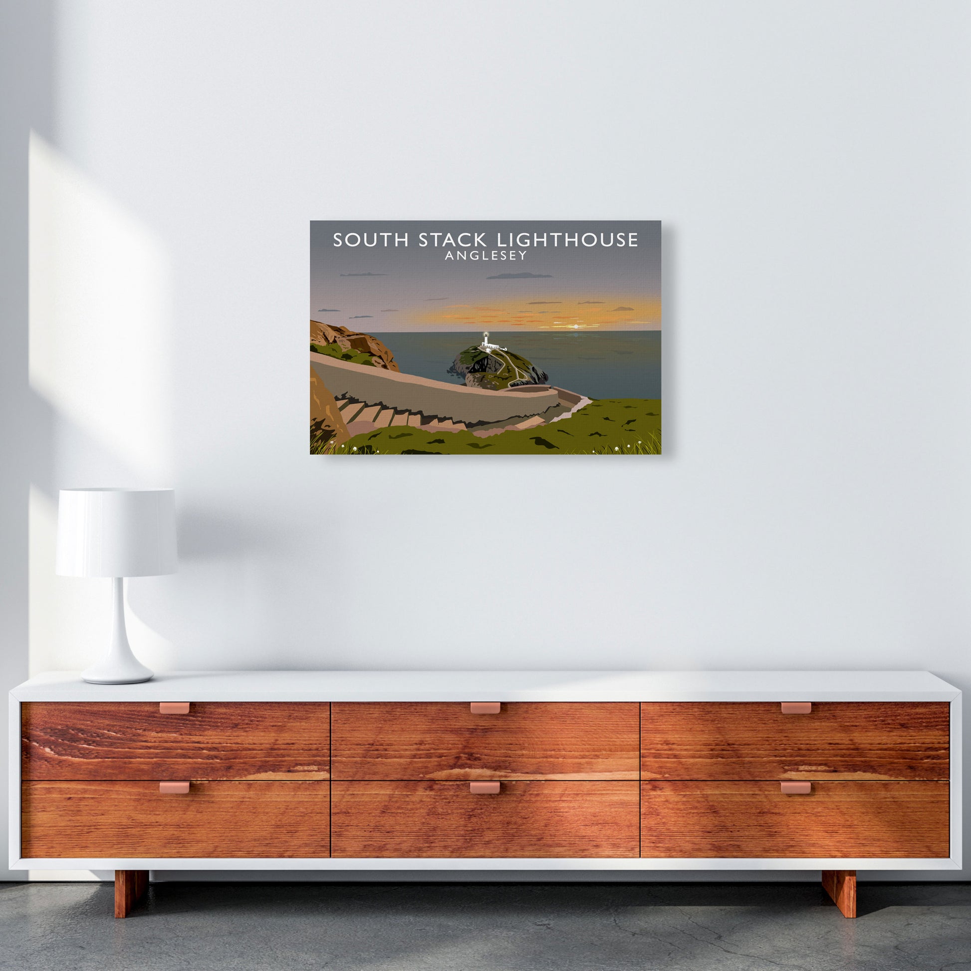 South Stack Lighthouse Anglesey Travel Art Print by Richard O'Neill A2 Canvas