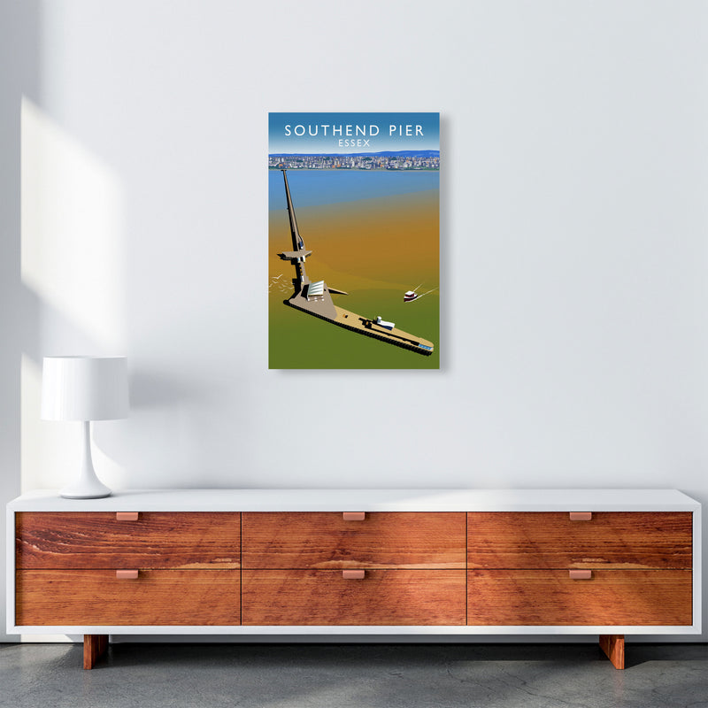 Southend Pier Essex Travel Art Print by Richard O'Neill, Framed Wall Art A2 Canvas