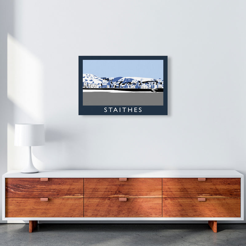 Staithes Travel Art Print by Richard O'Neill, Framed Wall Art A2 Canvas