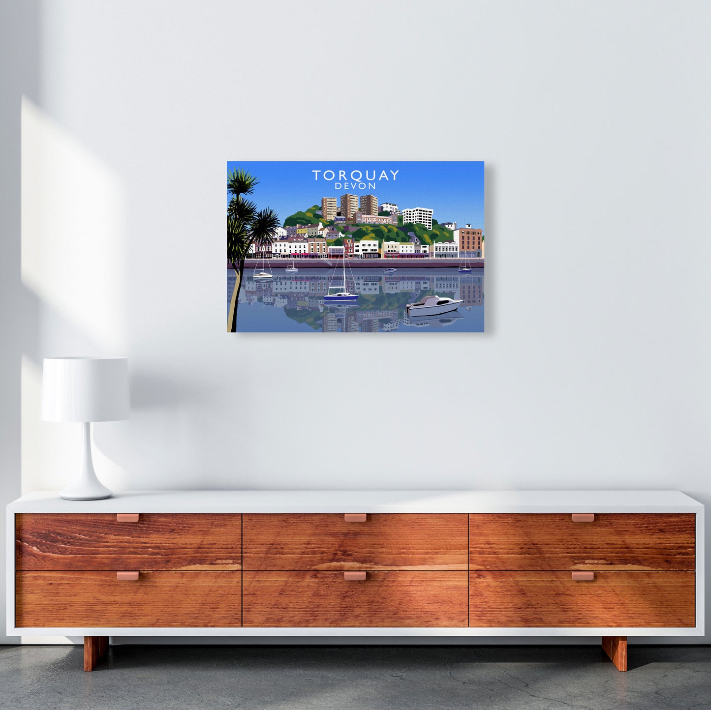 Torquay Devon Art Print by Richard O'Neill, Framed Wall Art A2 Canvas