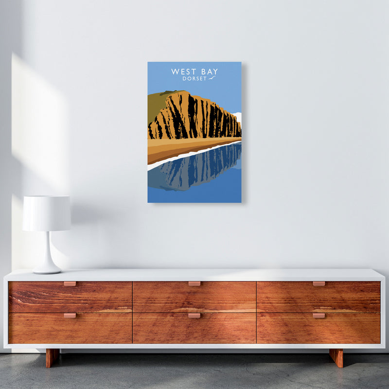 West Bay Dorset Travel Art Print by Richard O'Neill, Framed Wall Art A2 Canvas