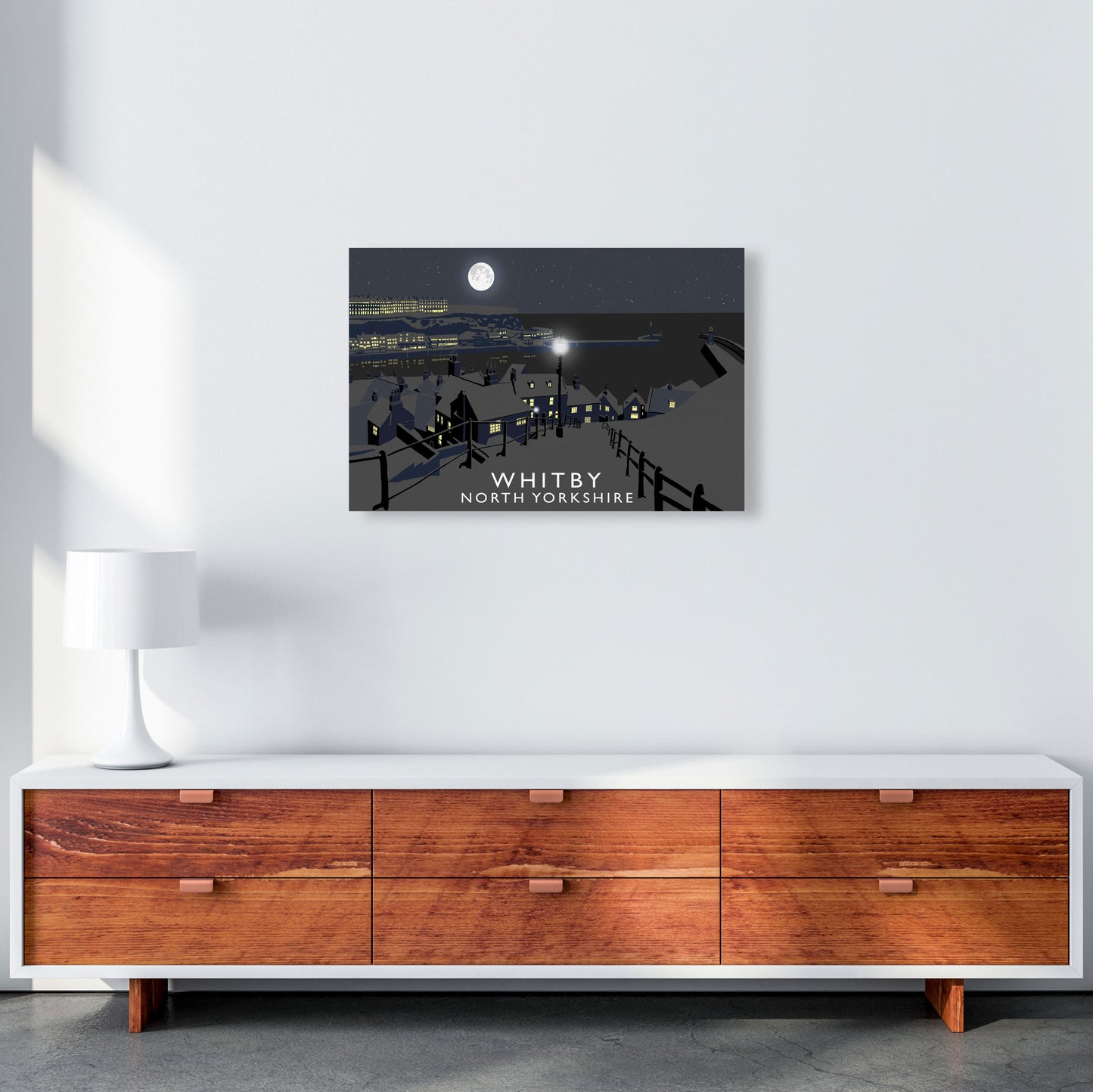 Whitby Travel Art Print by Richard O'Neill, Framed Wall Art A2 Canvas