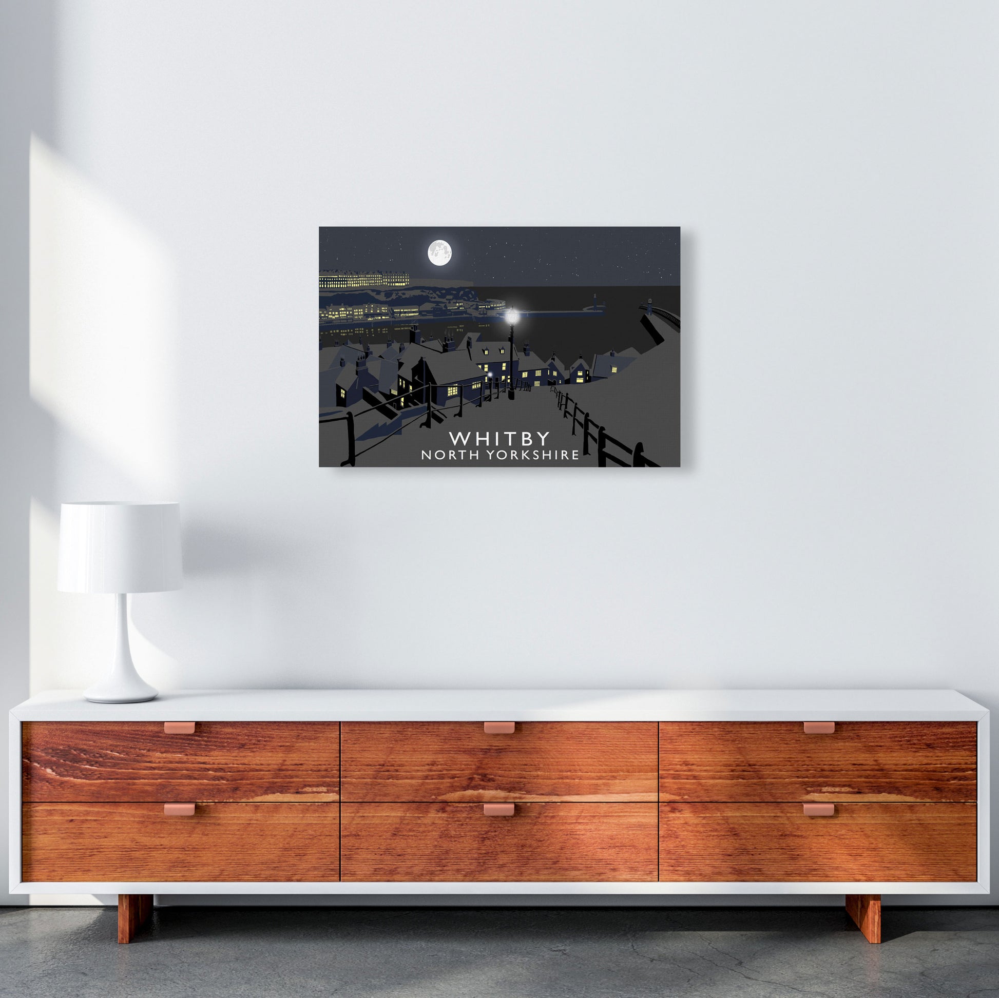 Whitby Travel Art Print by Richard O'Neill, Framed Wall Art A2 Canvas