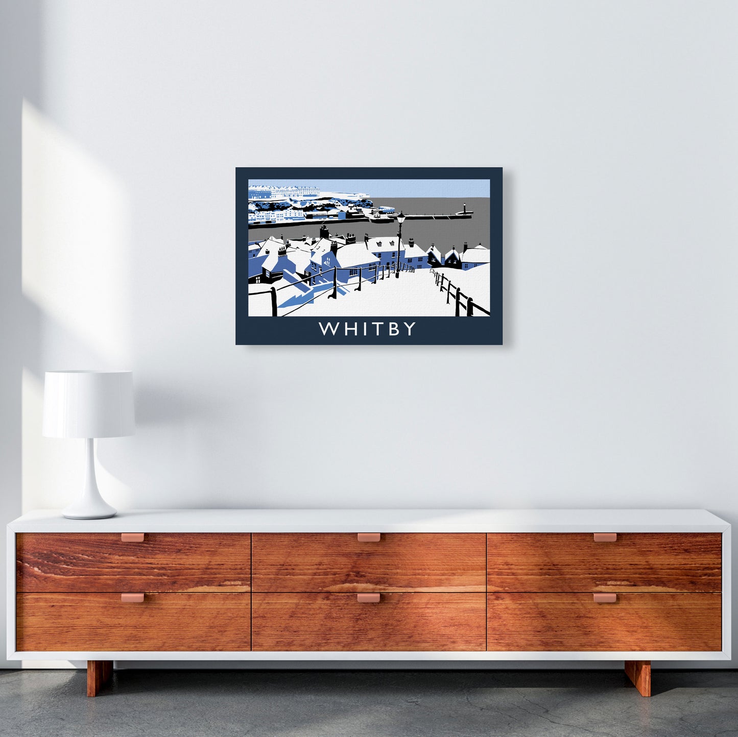 Whitby Travel Art Print by Richard O'Neill, Framed Wall Art A2 Canvas