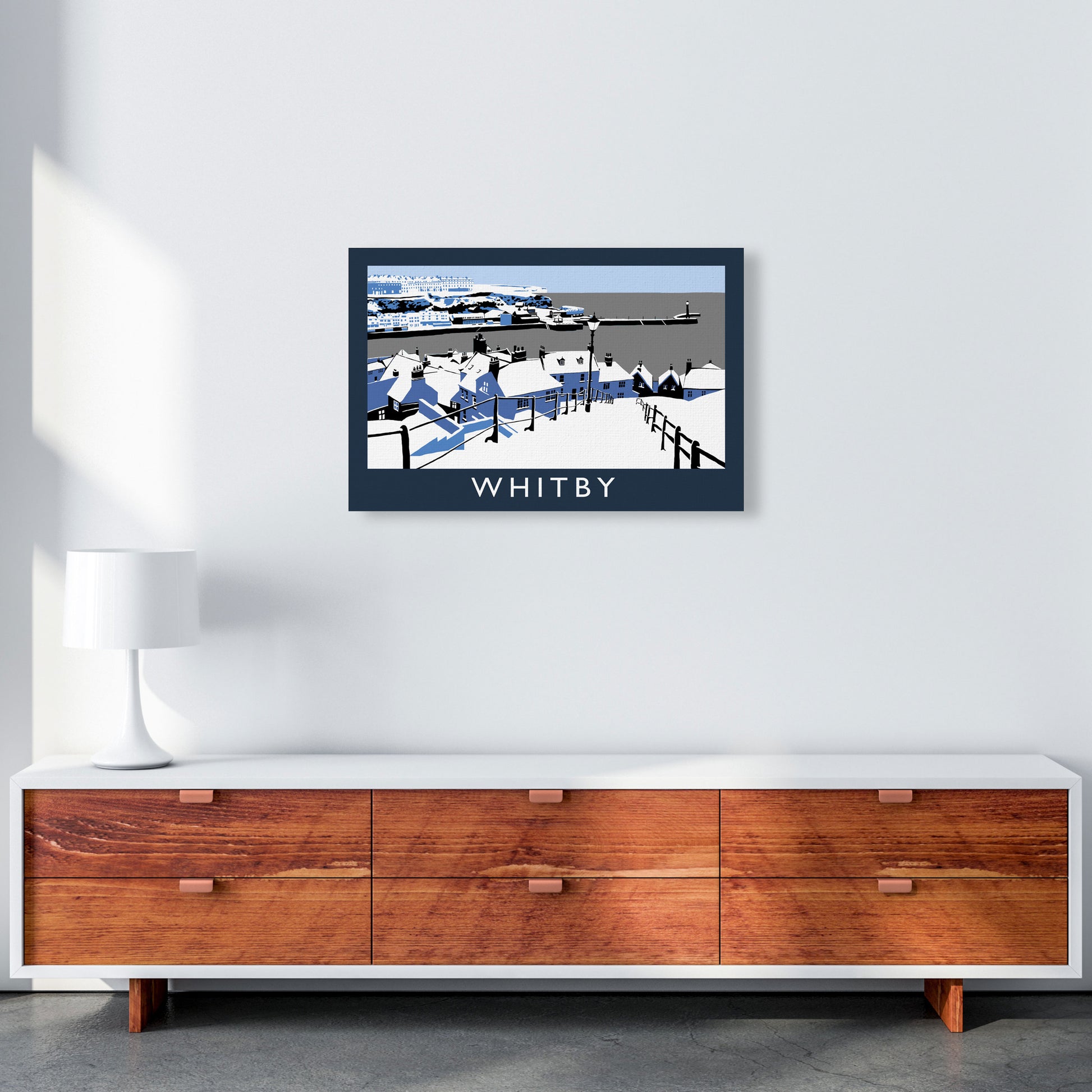Whitby Travel Art Print by Richard O'Neill, Framed Wall Art A2 Canvas