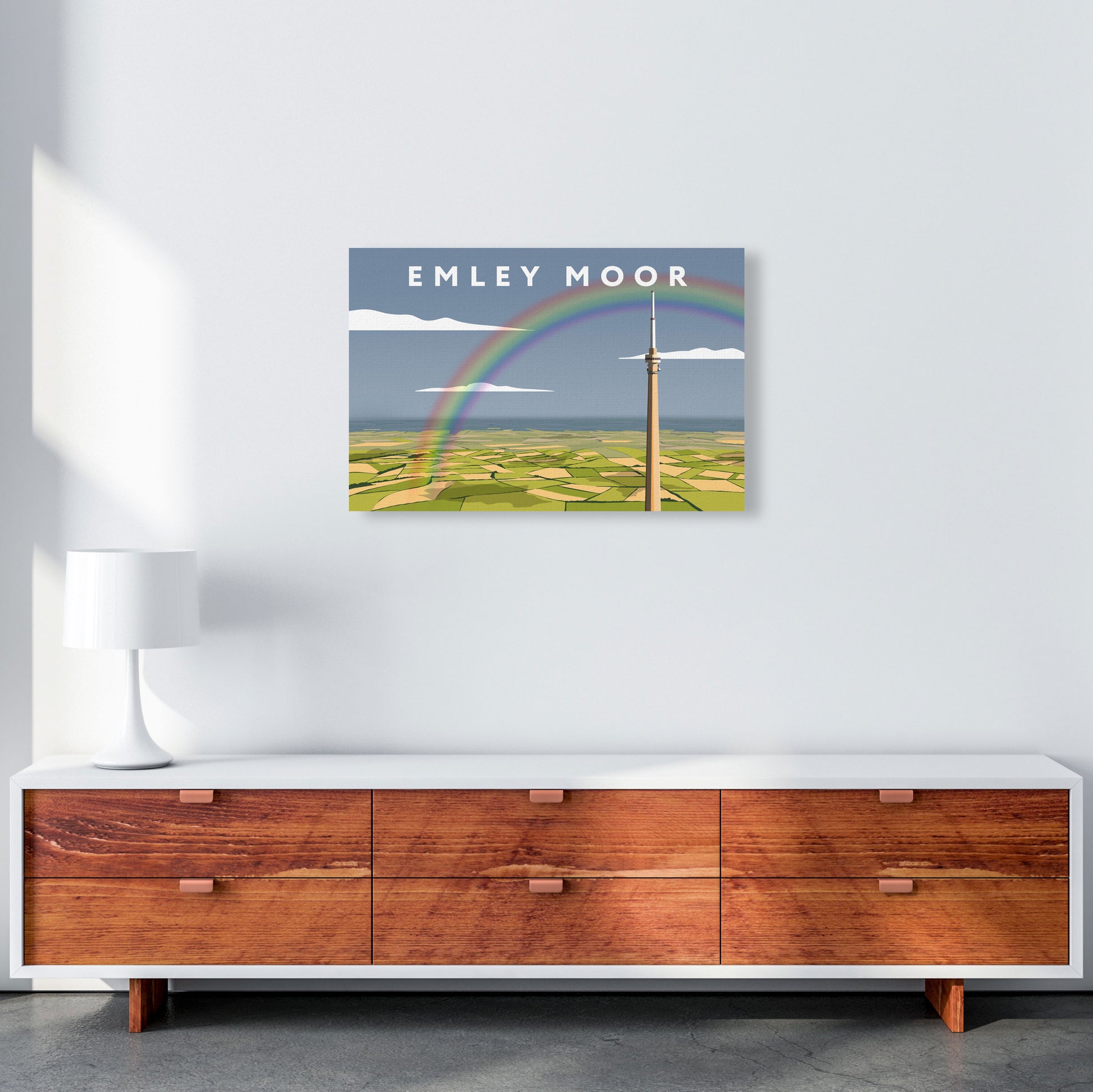 Emley Moor Framed Digital Art Print by Richard O'Neill A2 Canvas