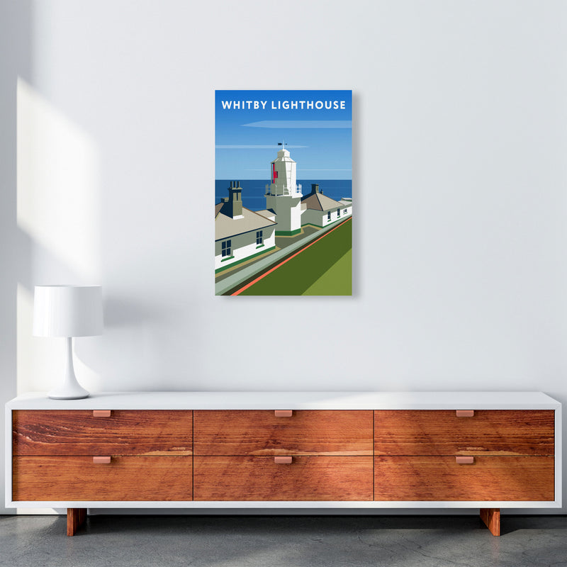 Whitby Lighthouse Travel Art Print by Richard O'Neill, Framed Wall Art A2 Canvas