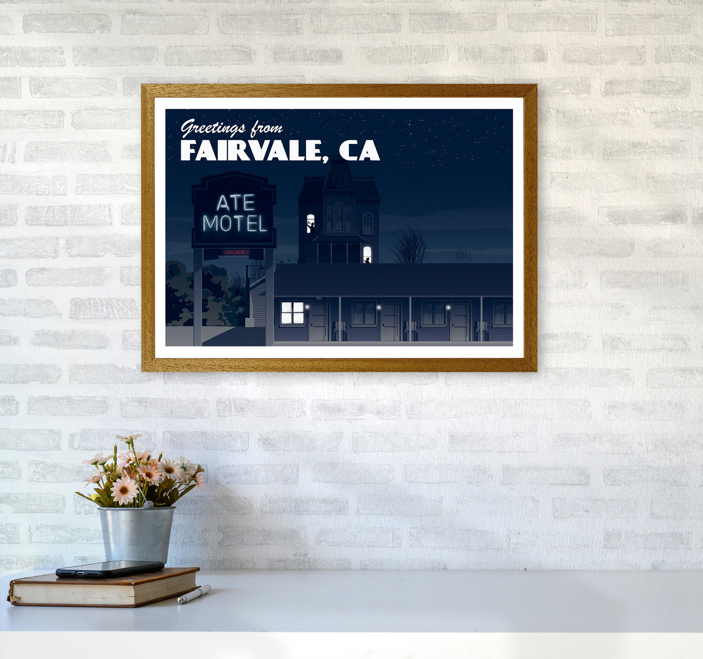 Bates Motel Night Art Print by Richard O'Neill A2 Print Only