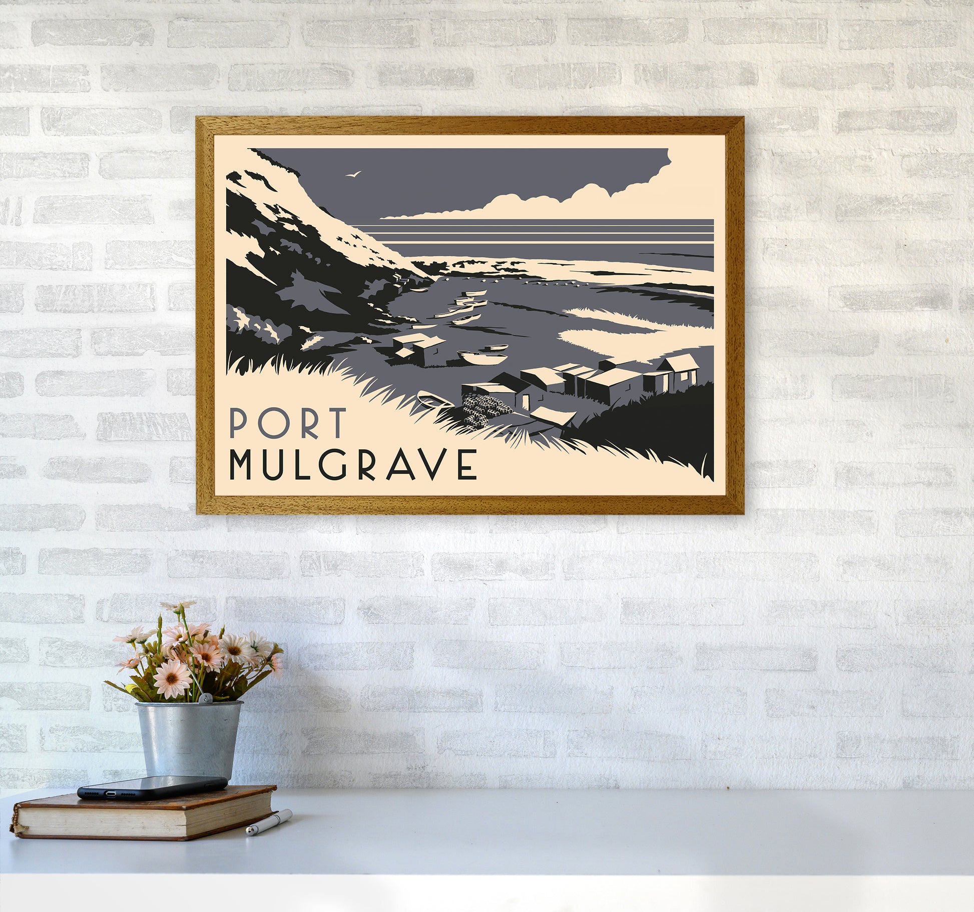 Port Mulgrave Travel Art Print by Richard O'Neill A2 Print Only