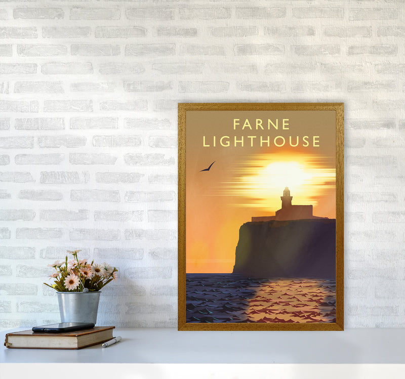Farne Lighthouse portrait Travel Art Print by Richard O'Neill A2 Print Only