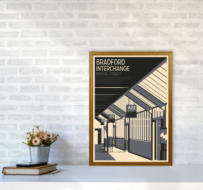 Bradford Interchange, Bridge Street portrait Travel Art Print by Richard O'Neill A2 Print Only