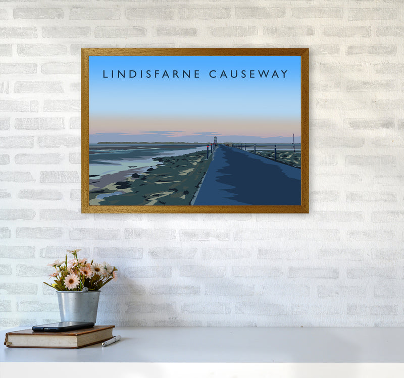 Lindisfarne Causeway Travel Art Print by Richard O'Neill A2 Print Only