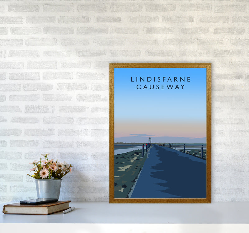 Lindisfarne Causeway portrait Travel Art Print by Richard O'Neill A2 Print Only
