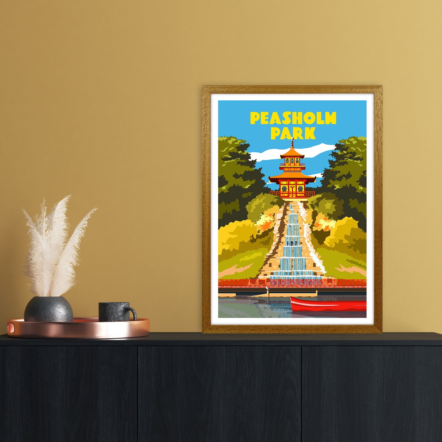 Peasholm Park Travel Art Print by Richard O'Neill A2 Print Only