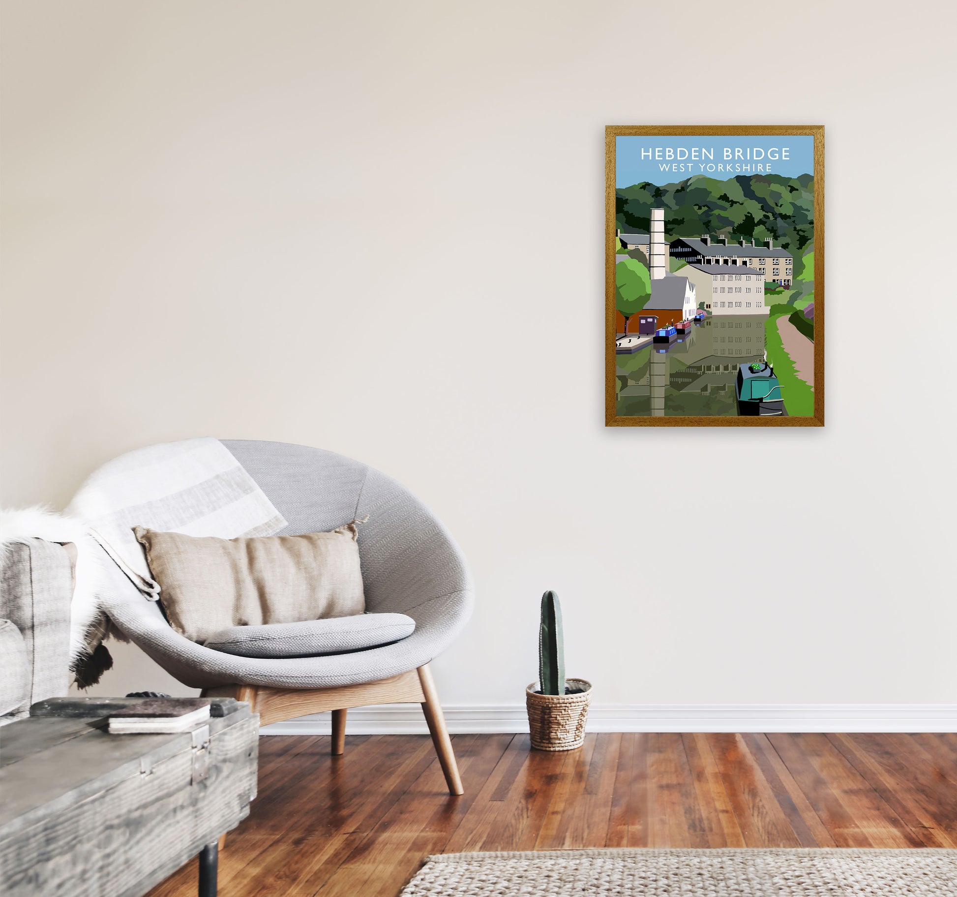 Hebden Bridge West Yorkshire Travel Art Print by Richard O'Neill A2 Print Only