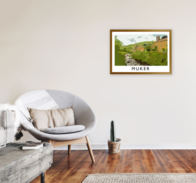 Muker Travel Art Print by Richard O'Neill, Framed Wall Art A2 Print Only