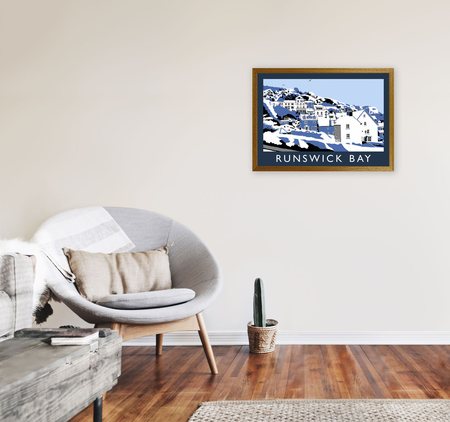 Runswick Bay Travel Art Print by Richard O'Neill, Framed Wall Art A2 Print Only