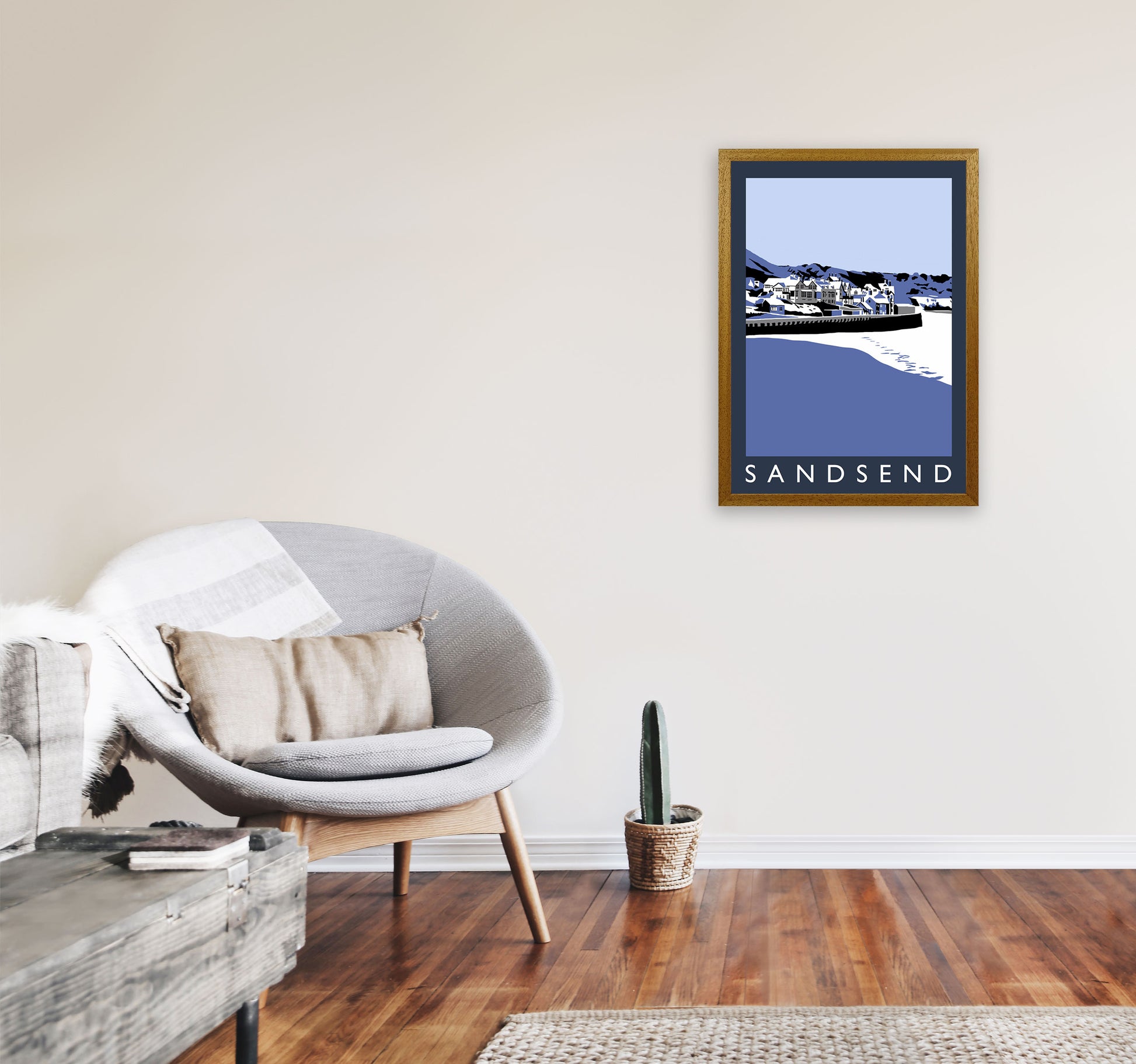 Sandsend Travel Art Print by Richard O'Neill, Framed Wall Art A2 Print Only
