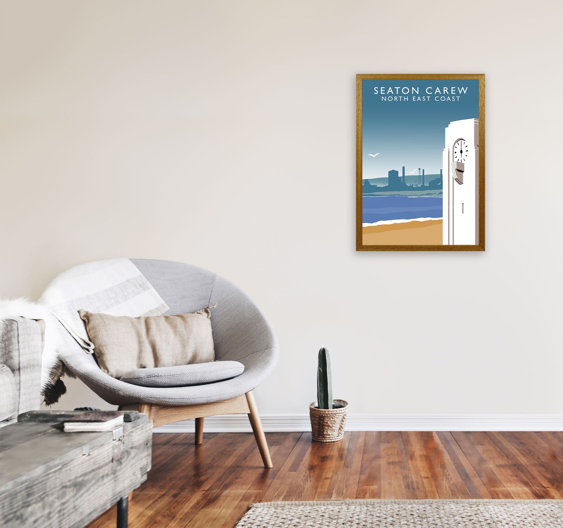 Seaton Carew North East Coast Travel Art Print by Richard O'Neill A2 Print Only
