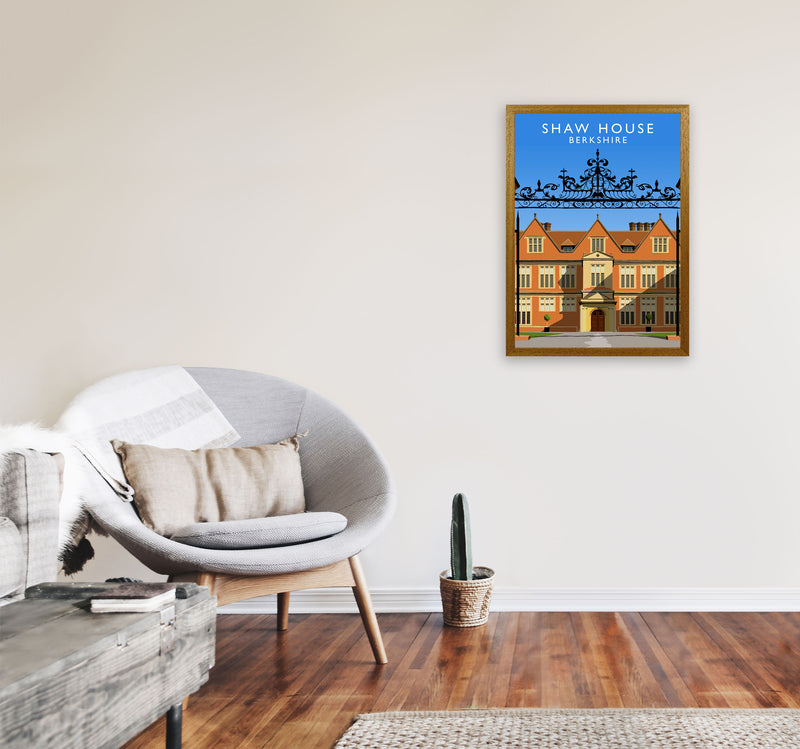 Shaw House Berkshire Travel Art Print by Richard O'Neill, Framed Wall Art A2 Print Only